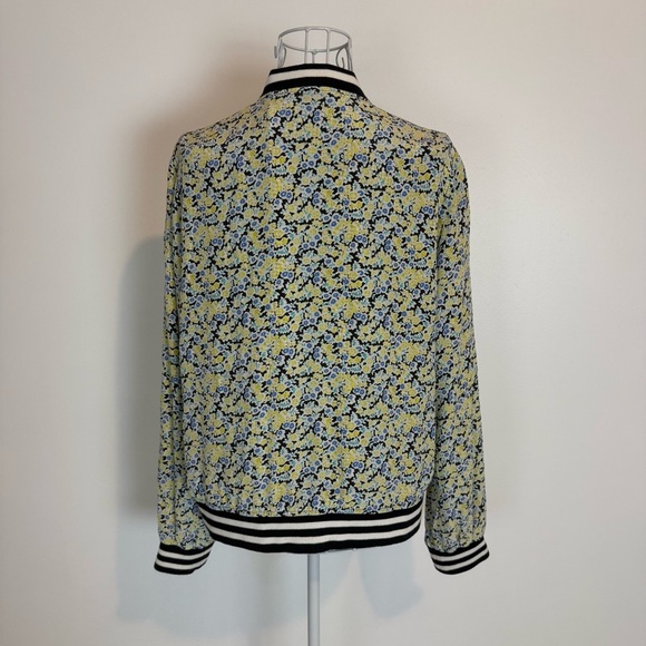 EQUIPMENT FEMME 100% Silk Floral Lined Bomber Jacket Full Zip Casual Comfort XS - Picture 8 of 11